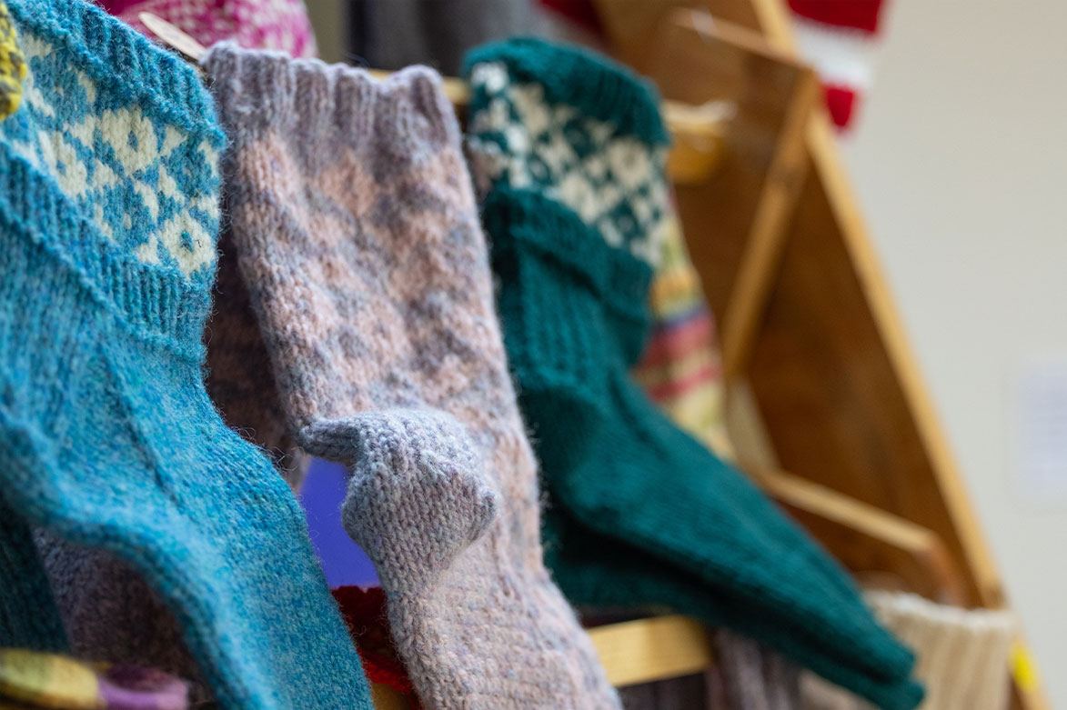 Sample of socks knitted in our workshop